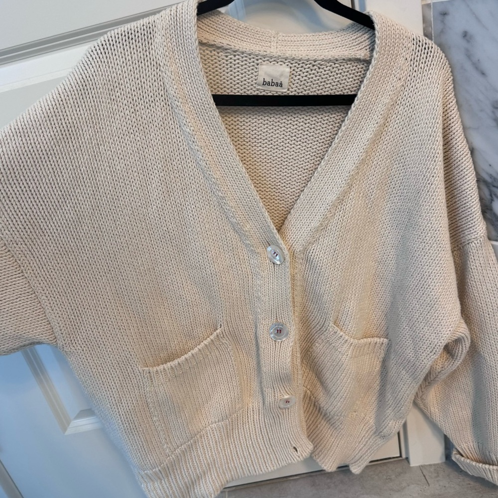 Babaa no16 Thick Ivory Cotton Cardigan